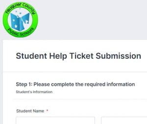 partial view of student help ticket form showing title, and first field